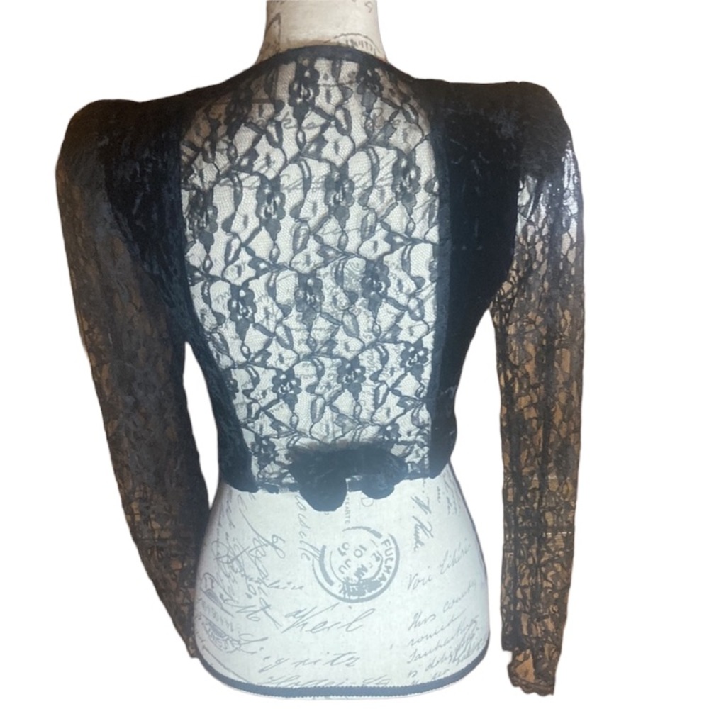 Vintage Vamp black velvet and lace crop top